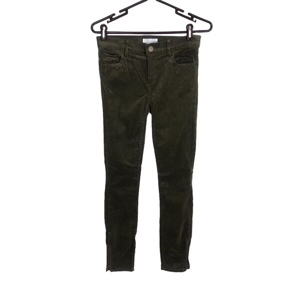 Loft Modern Skinny Green Corduroy Pants Women's 25/0 Zipper Ankle - Picture 1 of 6
